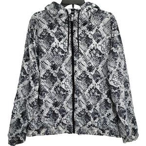 Pink VICTORIAS SECRET‎ Windbreaker Jacket Snakeskin Print Womens Medium Hooded